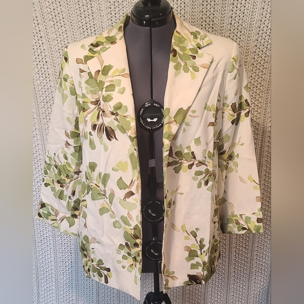 Alfred Dunner Floral 3/4 Sleeve Blazer Plus Size 16
